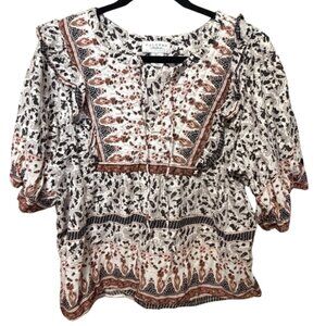 Calypso St. Barth Quilted Boho Top Size Large